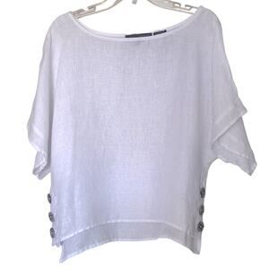 Harve Benard White 100% Linen Top Size L